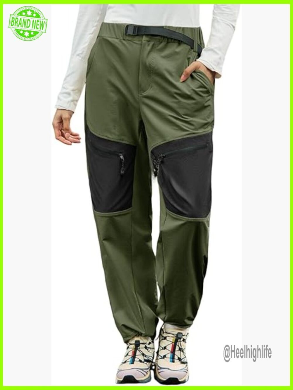 Women's Quick Dry Waterproof Cargo Pants Elastic Waist Hiking Joggers